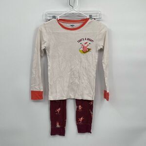 Old Navy Christmas Pajamas Santa That’s a wrap Unisex 10 Fitted Top & Bottoms